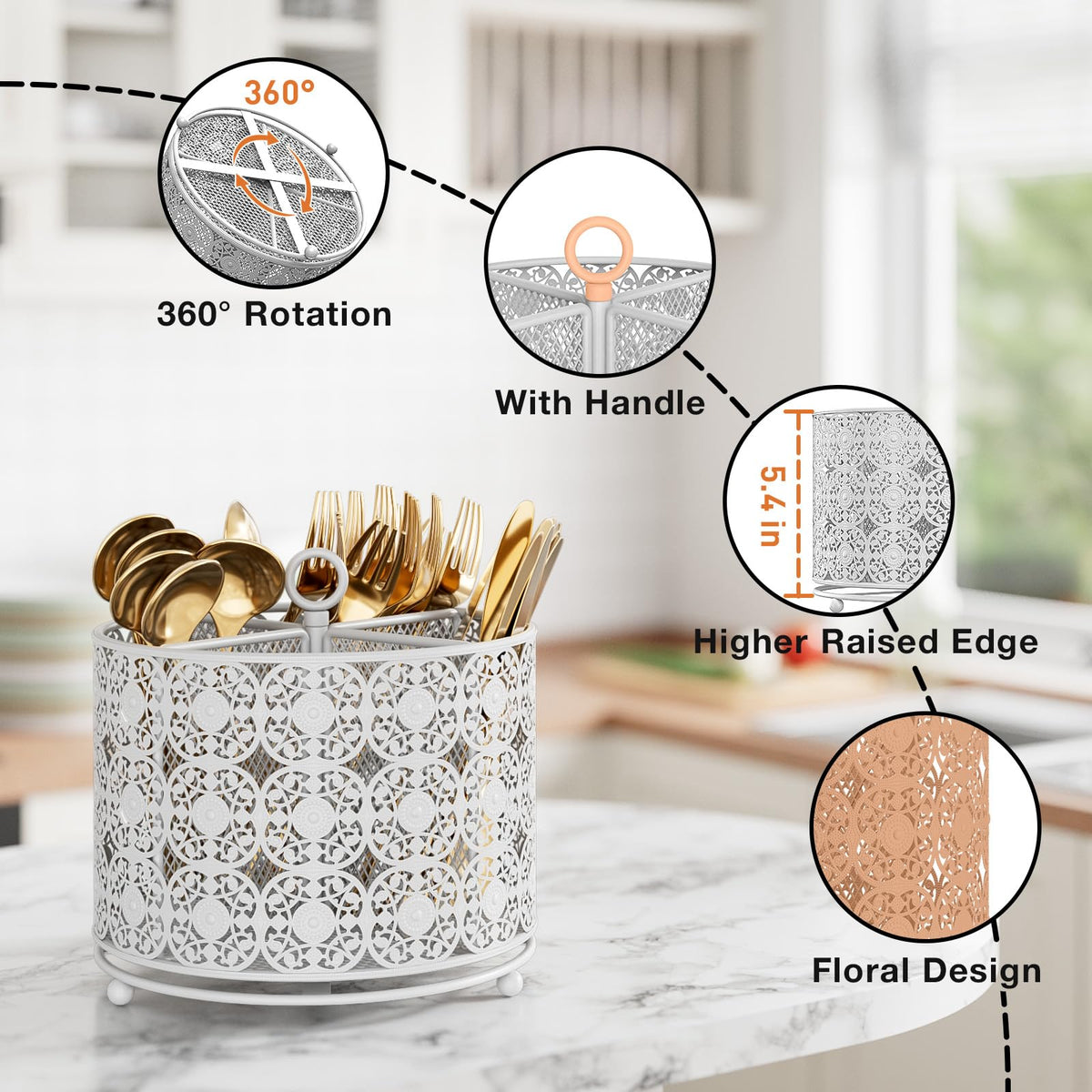 YIUKEA metal countertop holder with smooth edges for safe everyday use