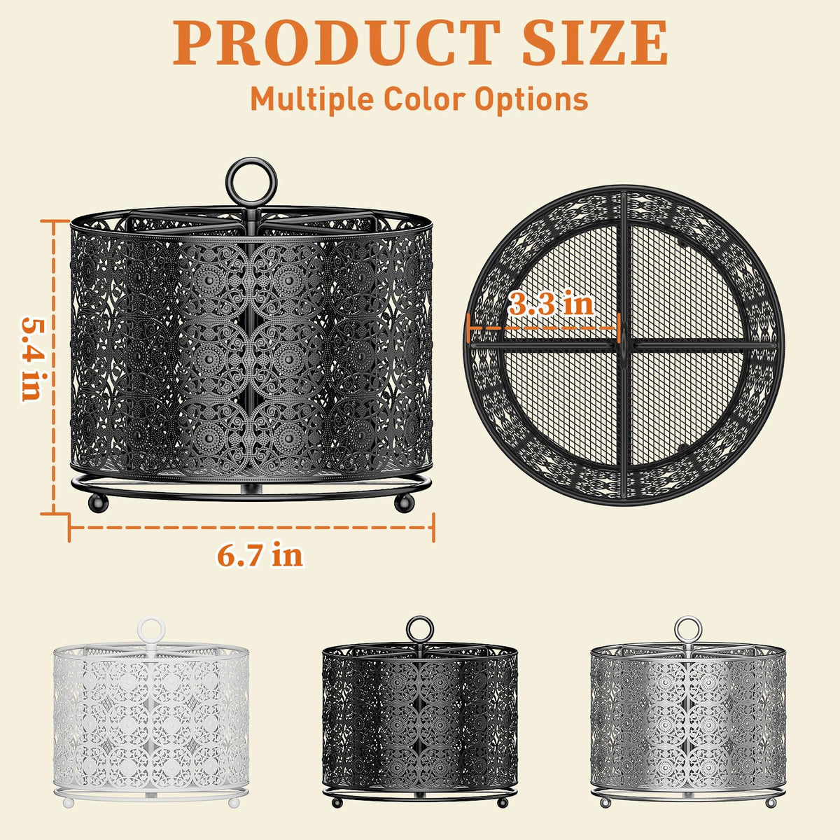 YIUKEA durable metal silverware basket with a comfortable handle for portability.