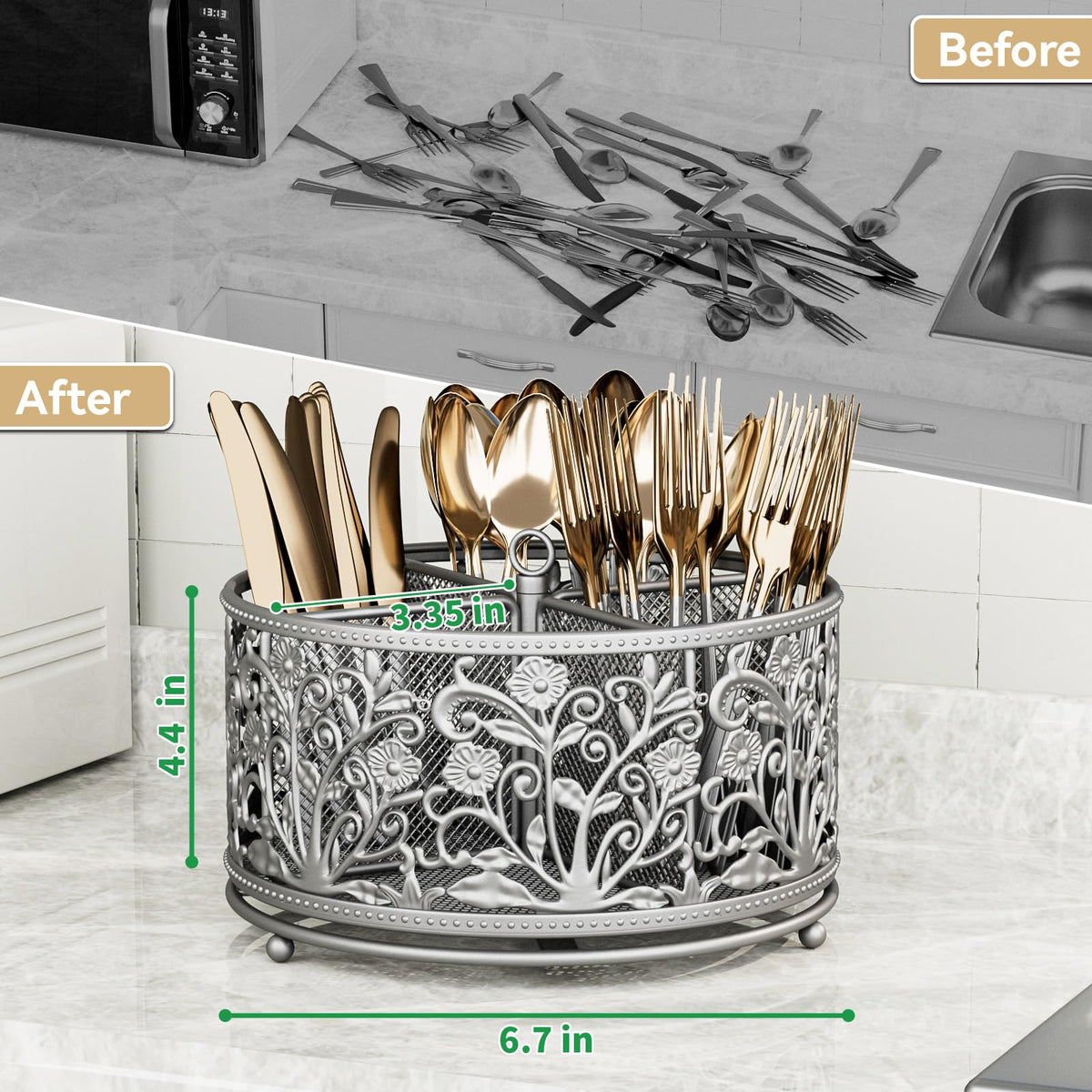 Yiukea multipurpose tabletop caddy can also hold pens or makeup brushes.