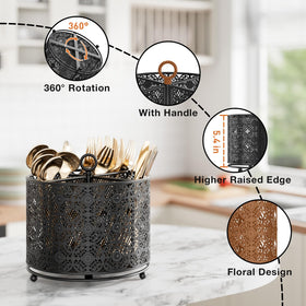 YIUKEA smooth-rotating base enables effortless retrieval of utensils.