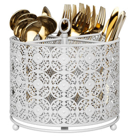 YIUKEA rotating utensil caddy with 360-degree rotation for easy access on the counter