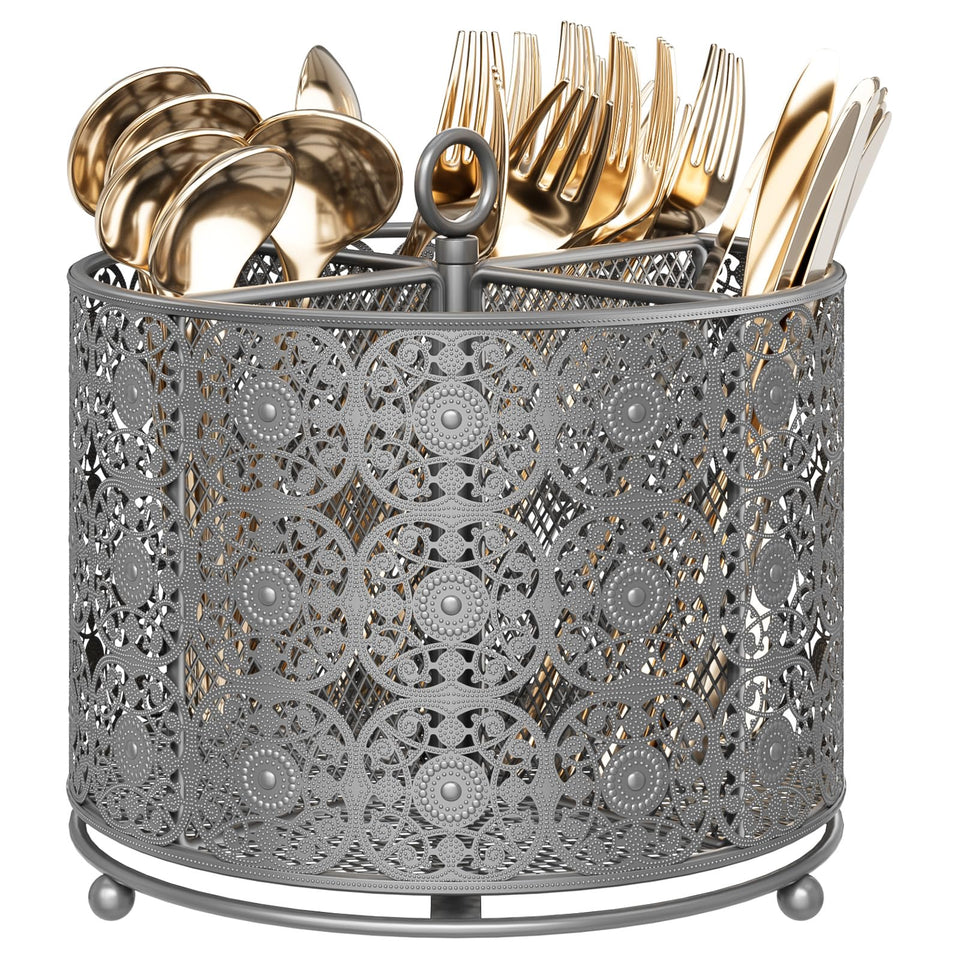 YIUKEA rotating utensil caddy with 360-degree rotation for easy access.