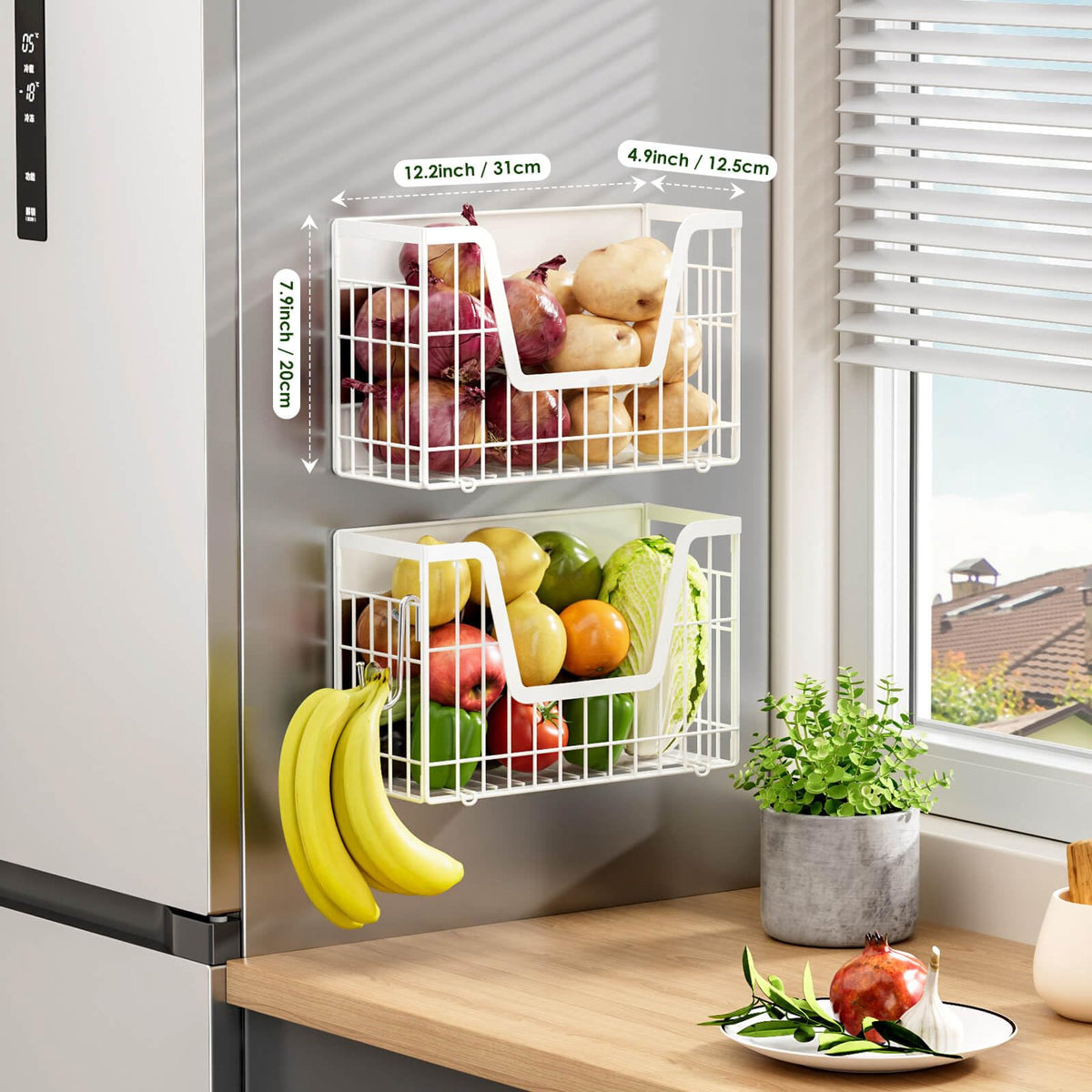 YIWANFW magnetic fridge basket accessory keeps pantry items organized and accessible.