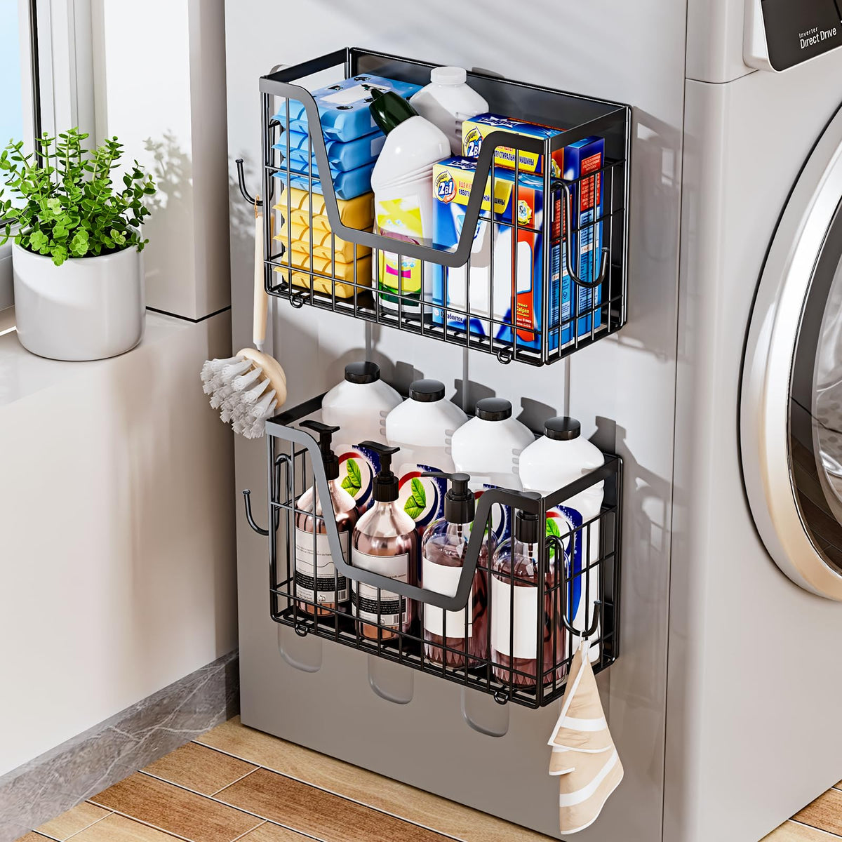 YIWANFW no-drill installation with included hooks for quick setup.