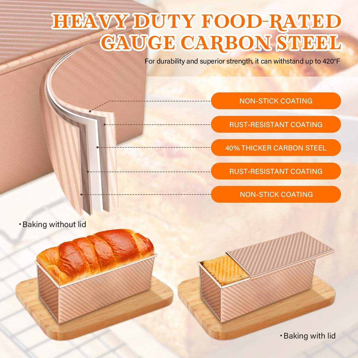 YIWSKJ pullman bread pan 1lb with lid ideal for sandwich bread