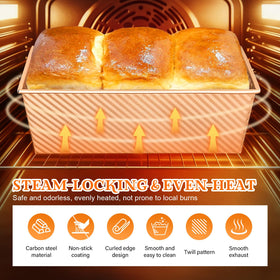 YIWSKJ pullman bread pan 2.2lb shows warp-resistant carbon steel for durable baking