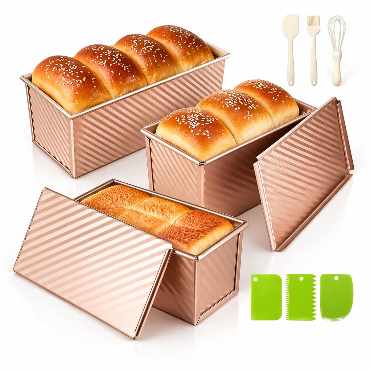 YIWSKJ pullman bread pan 2.2lb with lid for evenly baked loaves