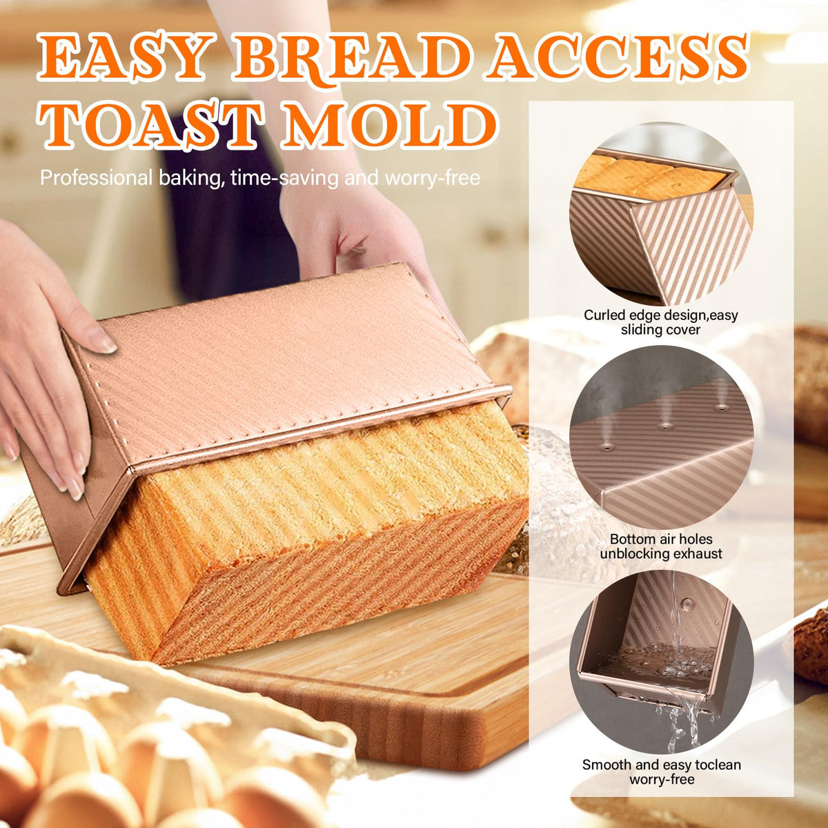 YIWSKJ non-stick coating bread pan ensures easy release and quick cleanup