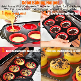 YiYeraio silicone muffin pan easy-cleaning design simplifies post-bake cleanup.