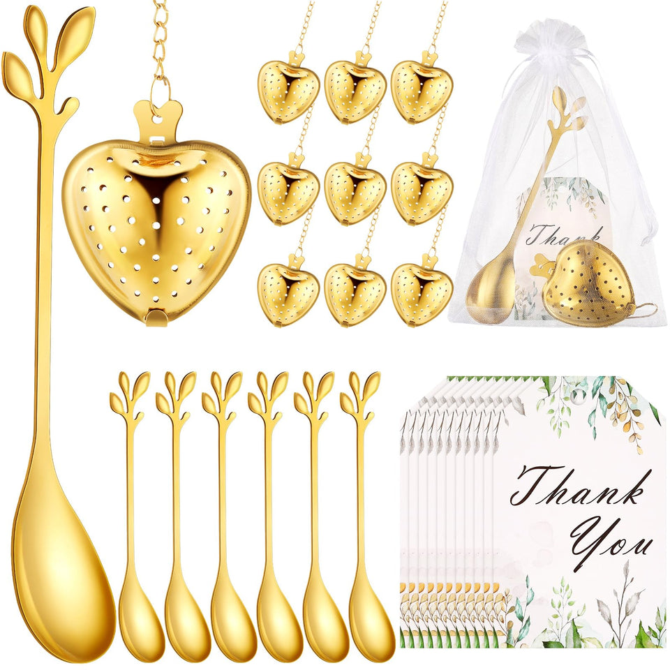 Yiyiring leaf-shaped gold tea spoon for elegant tea service