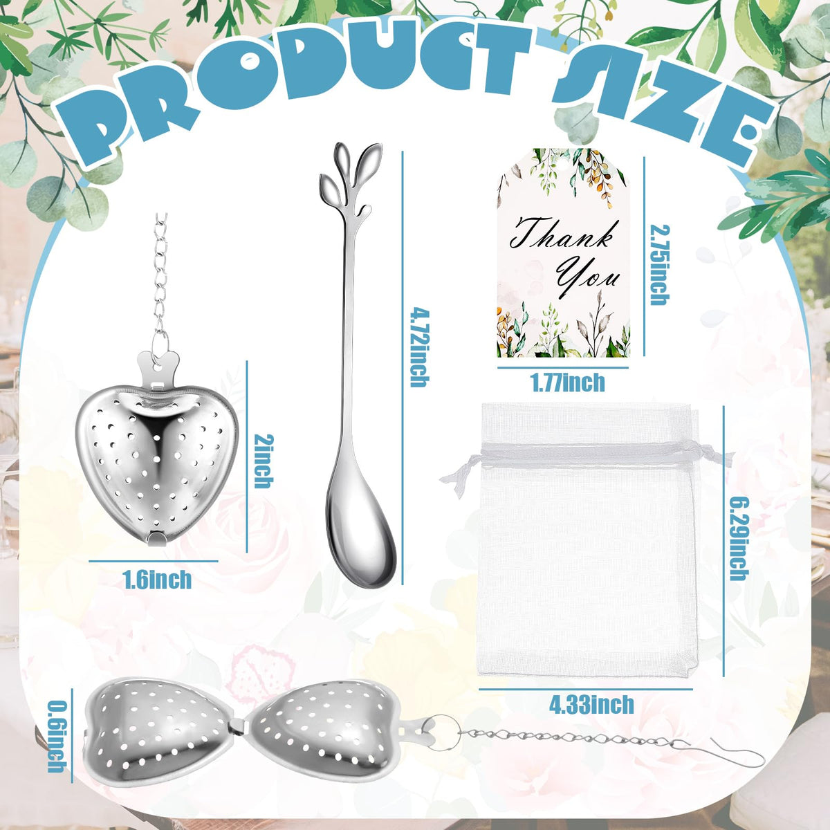 Yiyiring heart tea infuser with chain prevents losses in your cup