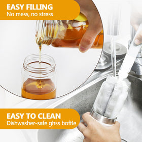 YIYOBEATFO versatile kitchen dispenser for honey, maple syrup, and sauces.