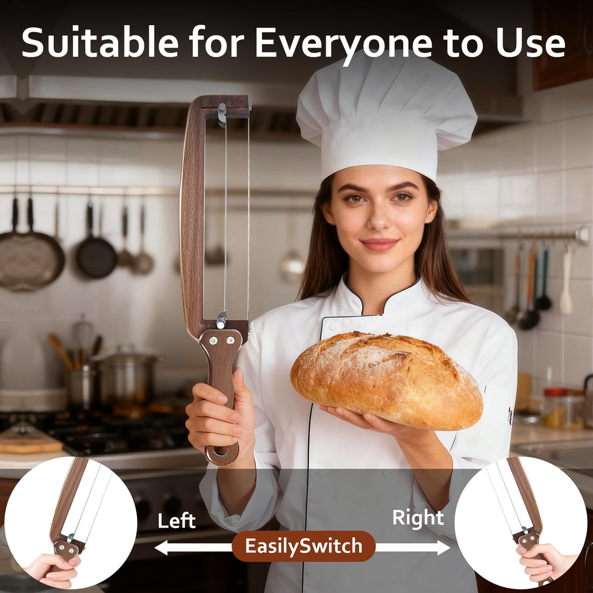 YIYOBEATFO smooth slicing motion reduces effort when cutting crusty loaves