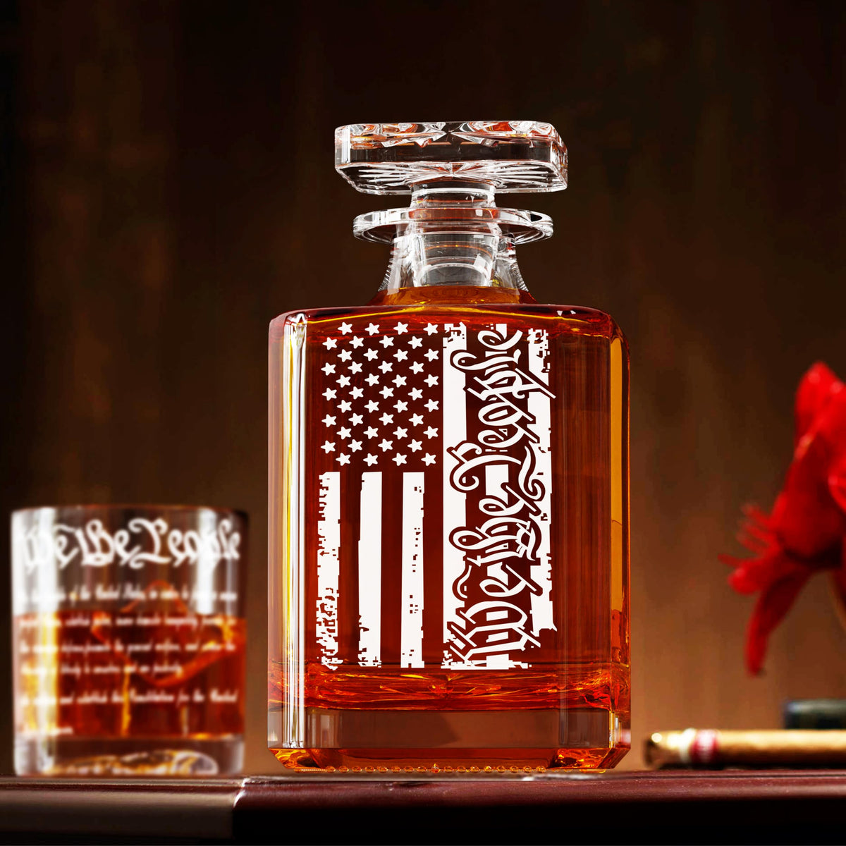 YJGS American flag glasses set, perfect for sampling bourbon or whiskey with friends.