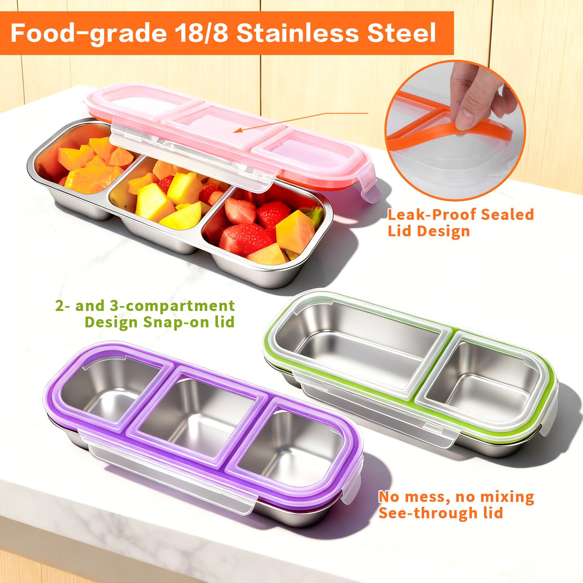 YJSLICT divided meal prep box keeps flavors separate during picnics.