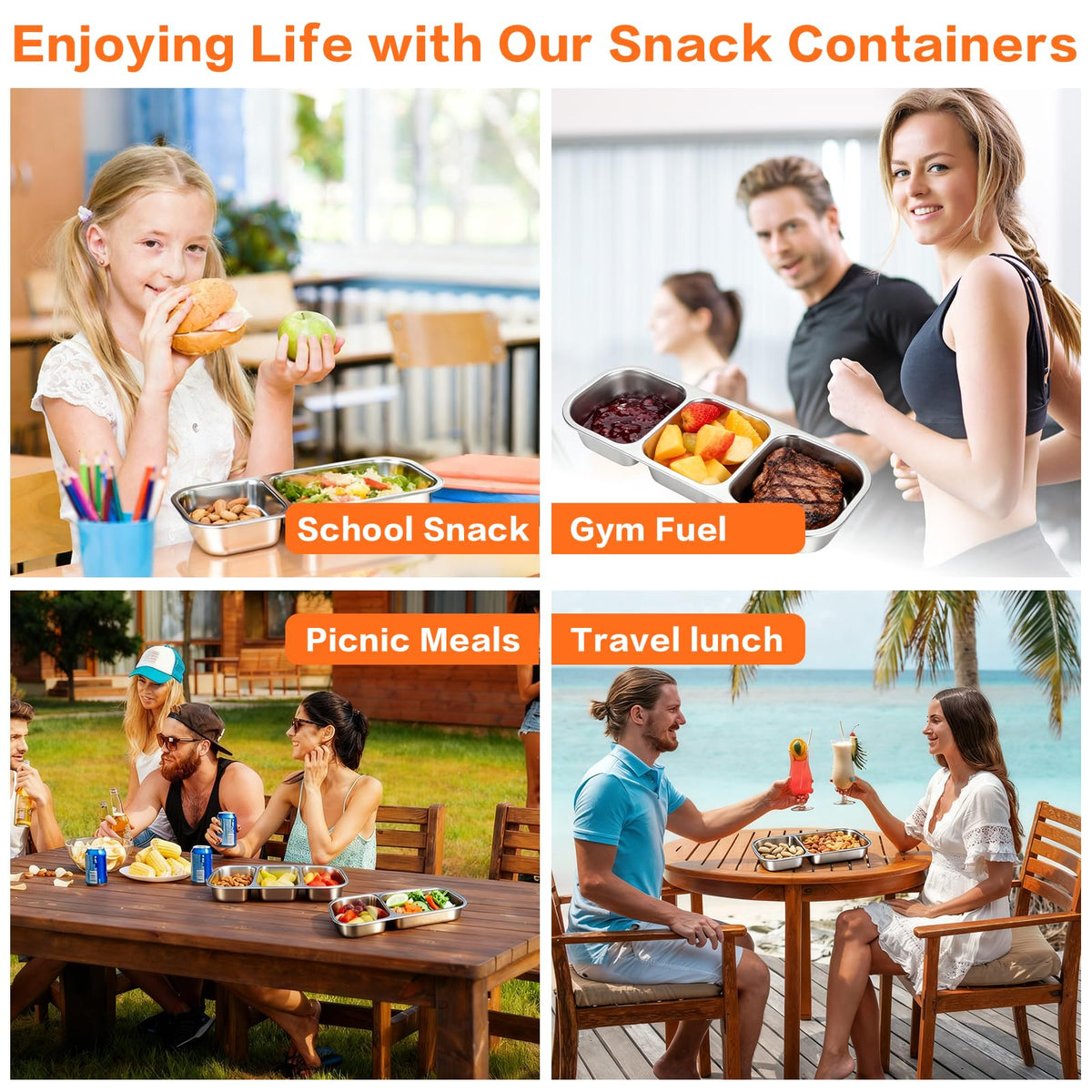 YJSLICT stackable containers fit in bags for compact transport.