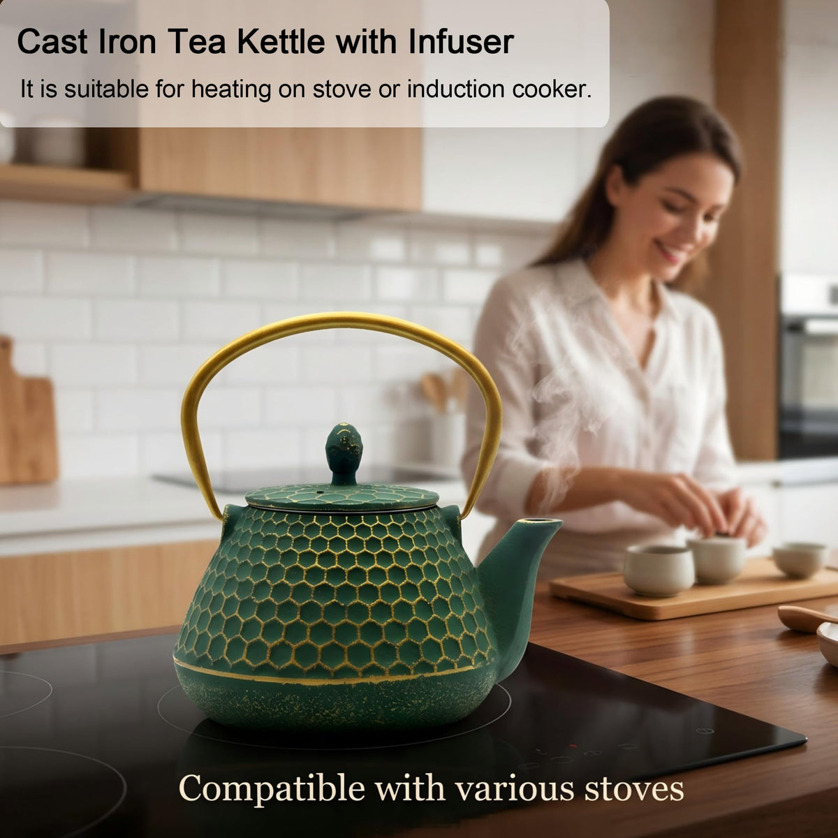 YJX teapot on heat illustrating excellent heat retention for brewing.