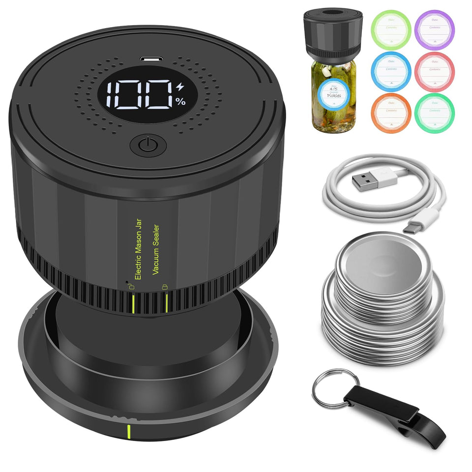 YK Siguoril electric mason jar vacuum sealer with wide-mouth cap preserves airtight freshness