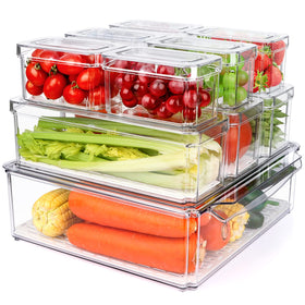 YKIOKE 10-pack pantry storage containers for organized fridge and shelves.