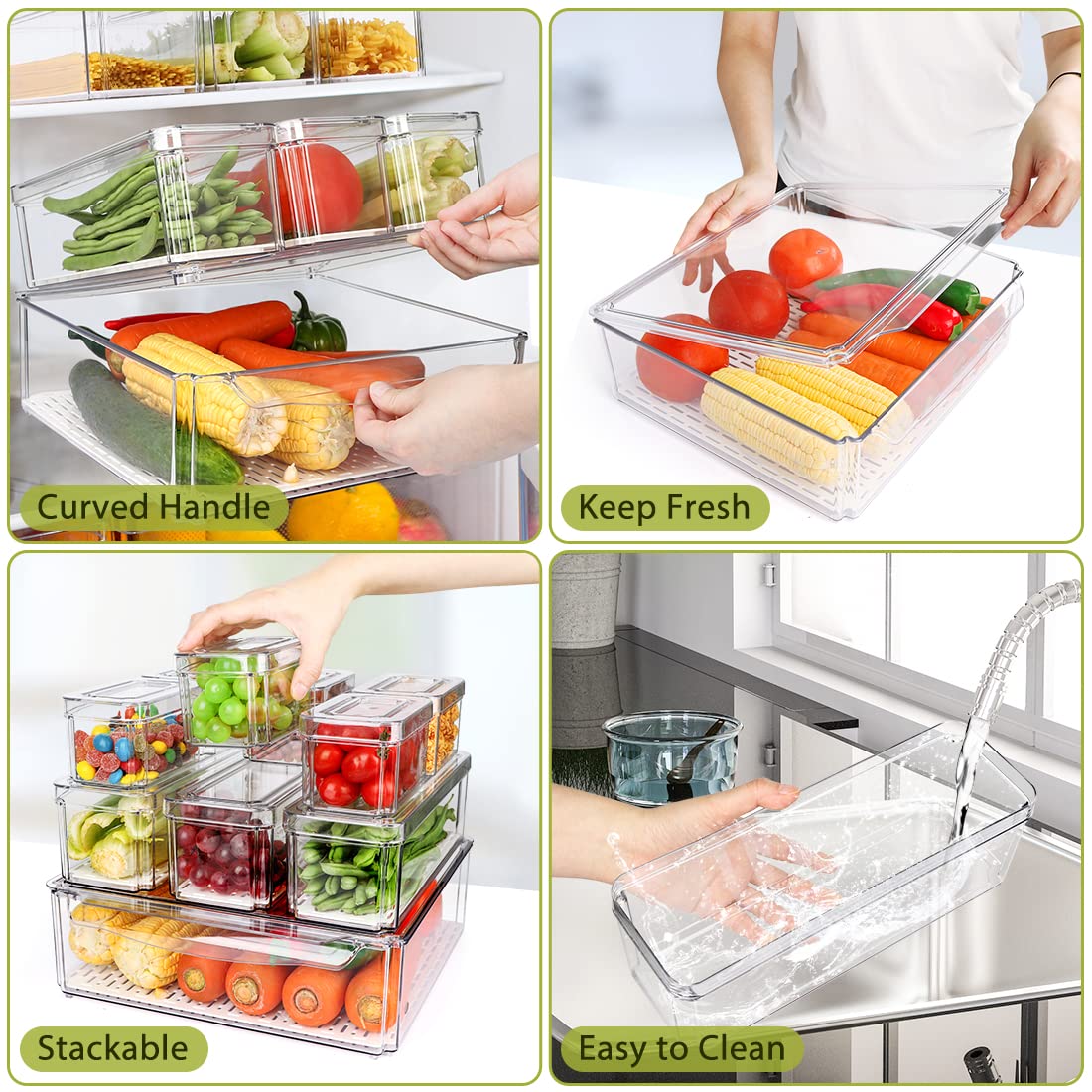 YKIOKE drain tray bin keeps produce dry after washing.
