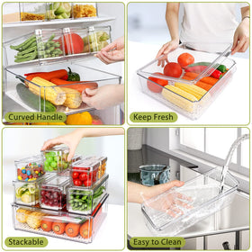 YKIOKE drain tray bin keeps produce dry after washing.