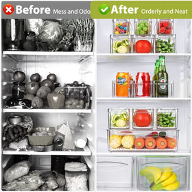 YKIOKE clear fridge bin with lids protects from dust and odors.