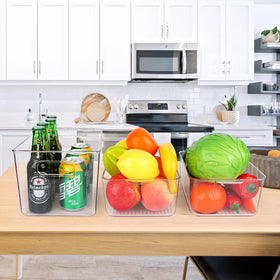 YKIOKE stackable fridge bin maximizes space and reduces clutter.