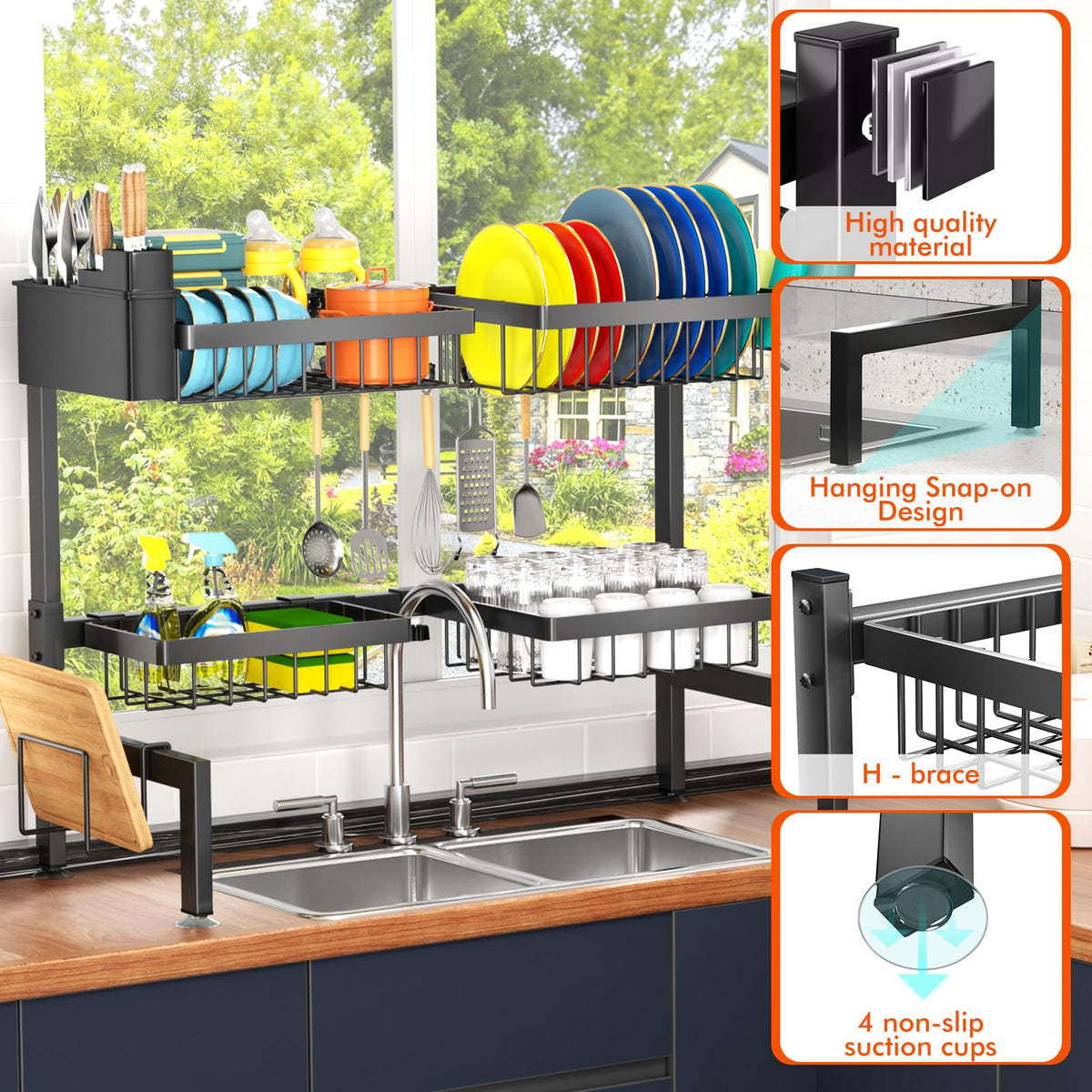 YKLSLH efficient draining reduces water on counters after washing.