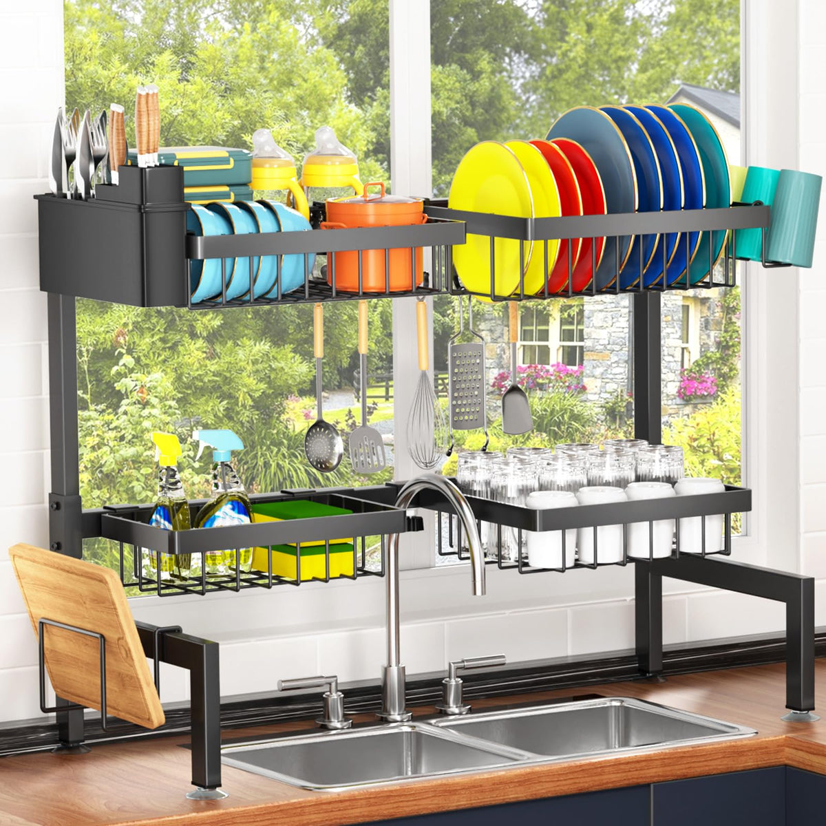 YKLSLH wide capacity keeps plates, cups, and boards organized efficiently.