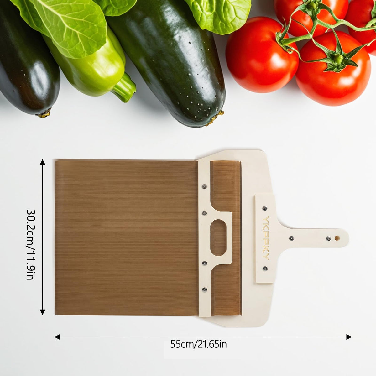YKPPKY ergonomic handle supports comfortable, safe handling during oven transfer