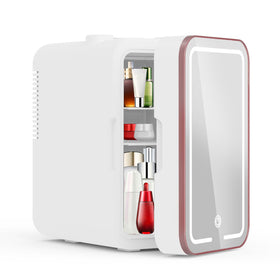 YLFU 6L mini fridge front view for compact skincare storage and easy access.
