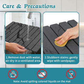 YLjindoia mat on kitchen counter with cups drying after washing.