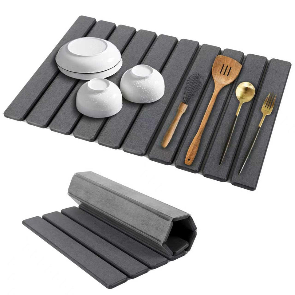 YLjindoia stone drying mat with marble texture keeps counters dry and organized.