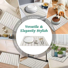 YLjindoia white marble mat blends with kitchen decor and dries fast.