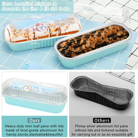 ylnurac disposable mini loaf pans with spoons offer quick serving at events.