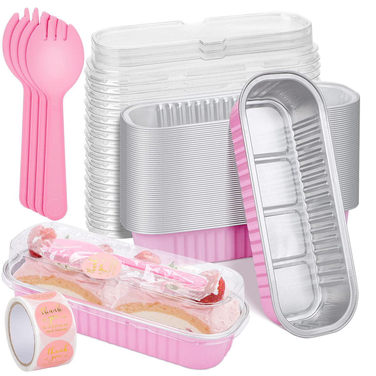 ylnurac pink mini cake pans with lids for convenient single-portion desserts
