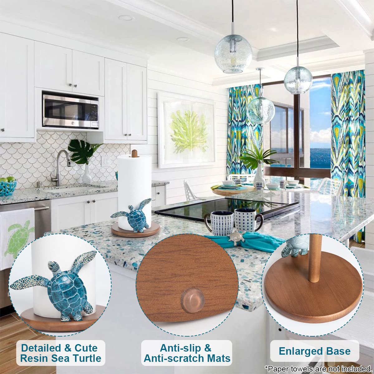 YLOVAN coastal decor on the counter adds beachy charm to any kitchen.