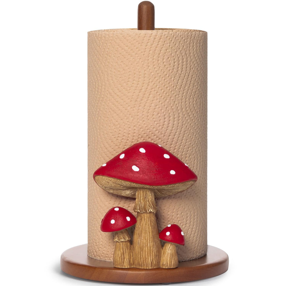 YLOVAN mushroom paper towel holder stand adds cottagecore charm and sturdy base.