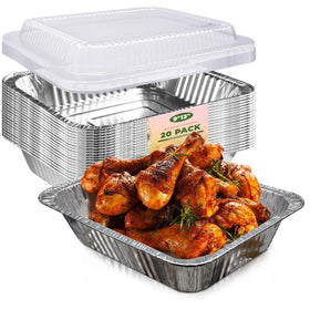 YLT WAX 9x13 aluminum pan with lid in full view for baking and serving.