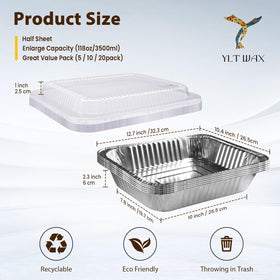 YLT WAX reinforced aluminum pan with durable walls for reliable baking.
