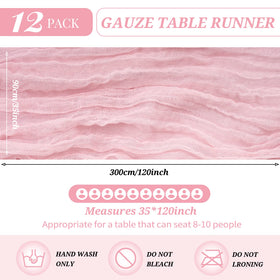 YMHPRIDE cheesecloth table runner edge stitching closeup highlights durable finish.