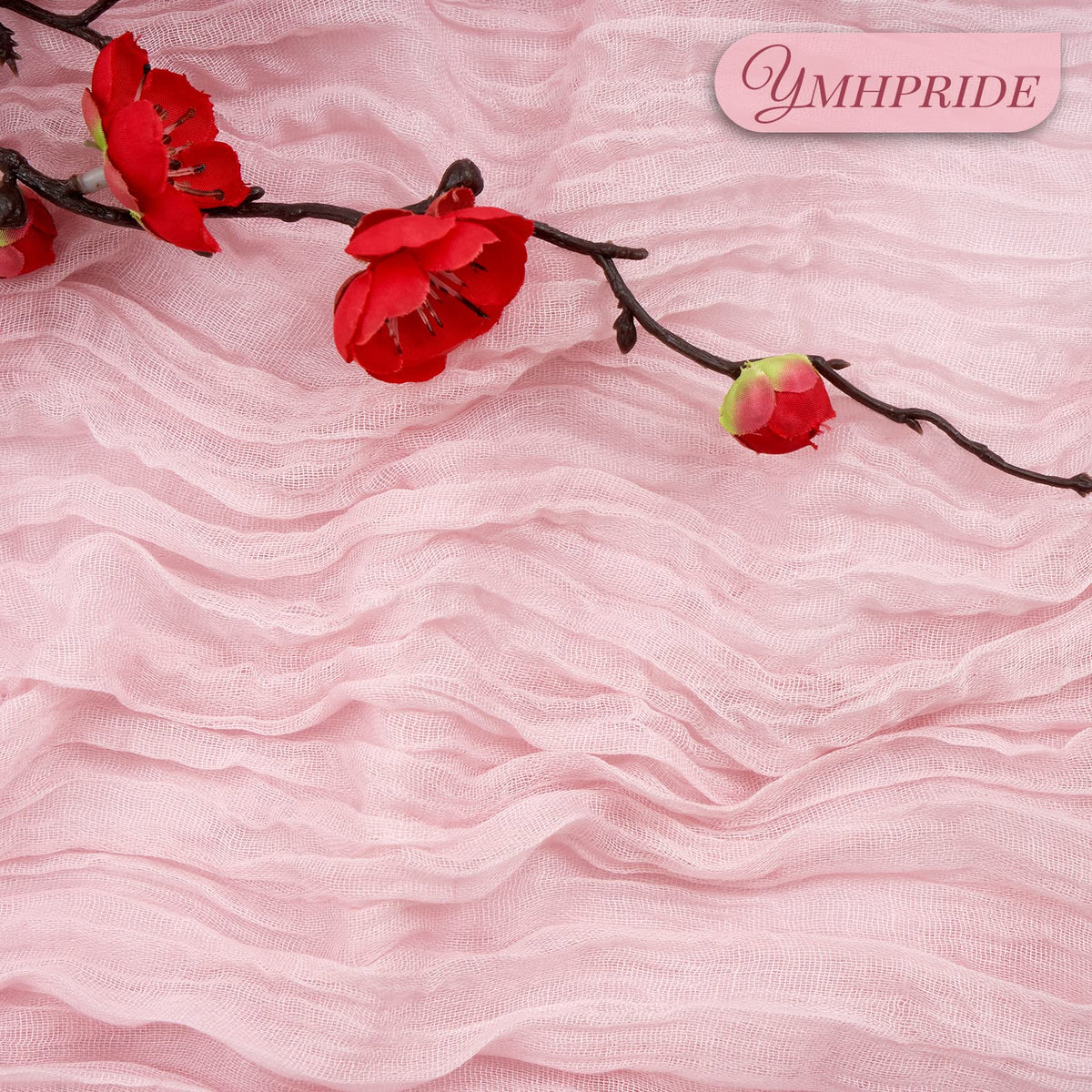 YMHPRIDE cheesecloth table runner soft drape adds romantic ambiance to any table.
