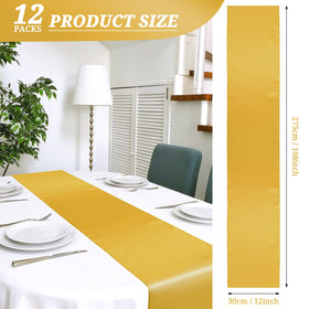 YMHPRIDE gold satin table runner enhances banquet decor for events.