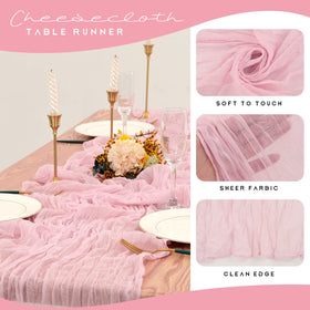 YMHPRIDE light pink runner for wedding decor creates a delicate semi-sheer backdrop.