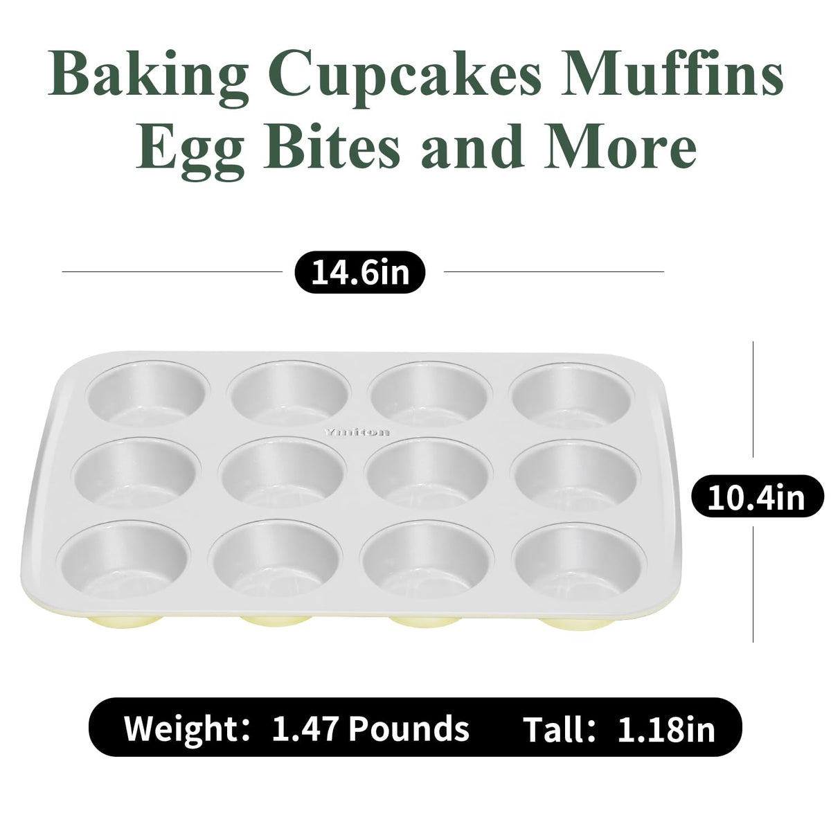 Ymiton aluminized steel muffin pan resists warping for durable, long-lasting baking.