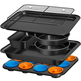 Ymiton 19-piece nonstick bakeware set ready for easy food release and cleanup