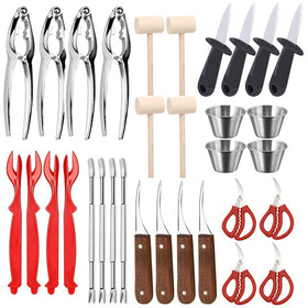 Ymkf Sqqr 32pcs seafood tools crab cracker set in action for easy meat extraction