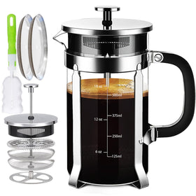 YMMIND French Press 12oz cap closeup for smooth home coffee.