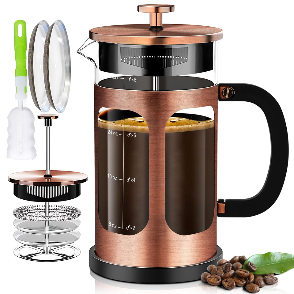 YMMIND French Press 34oz in action for smooth, full-bodied coffee