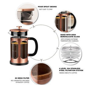 YMMIND stainless steel plunger detail emphasizing durable filtration